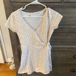 Hollister wrap cotton blend yellow floral dress